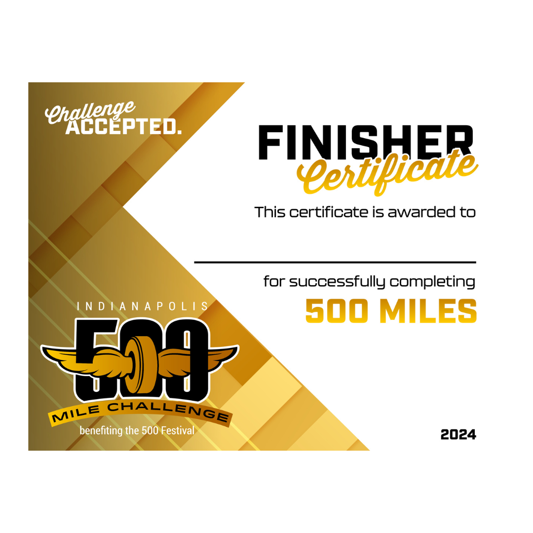 500 Mile Finisher Certificate 