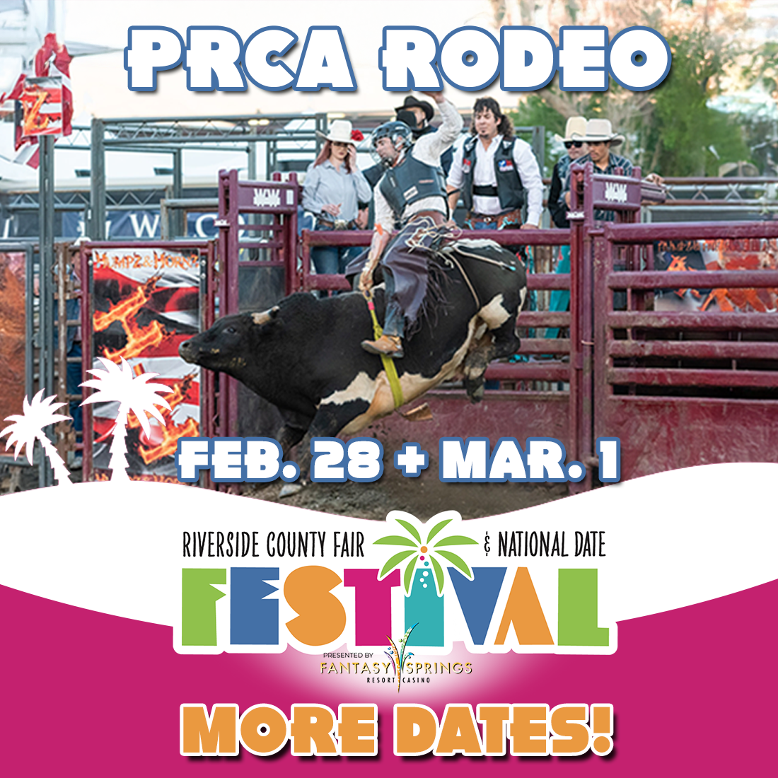 Man on bull, says PRCA Rodeo Feb 28 & March 1