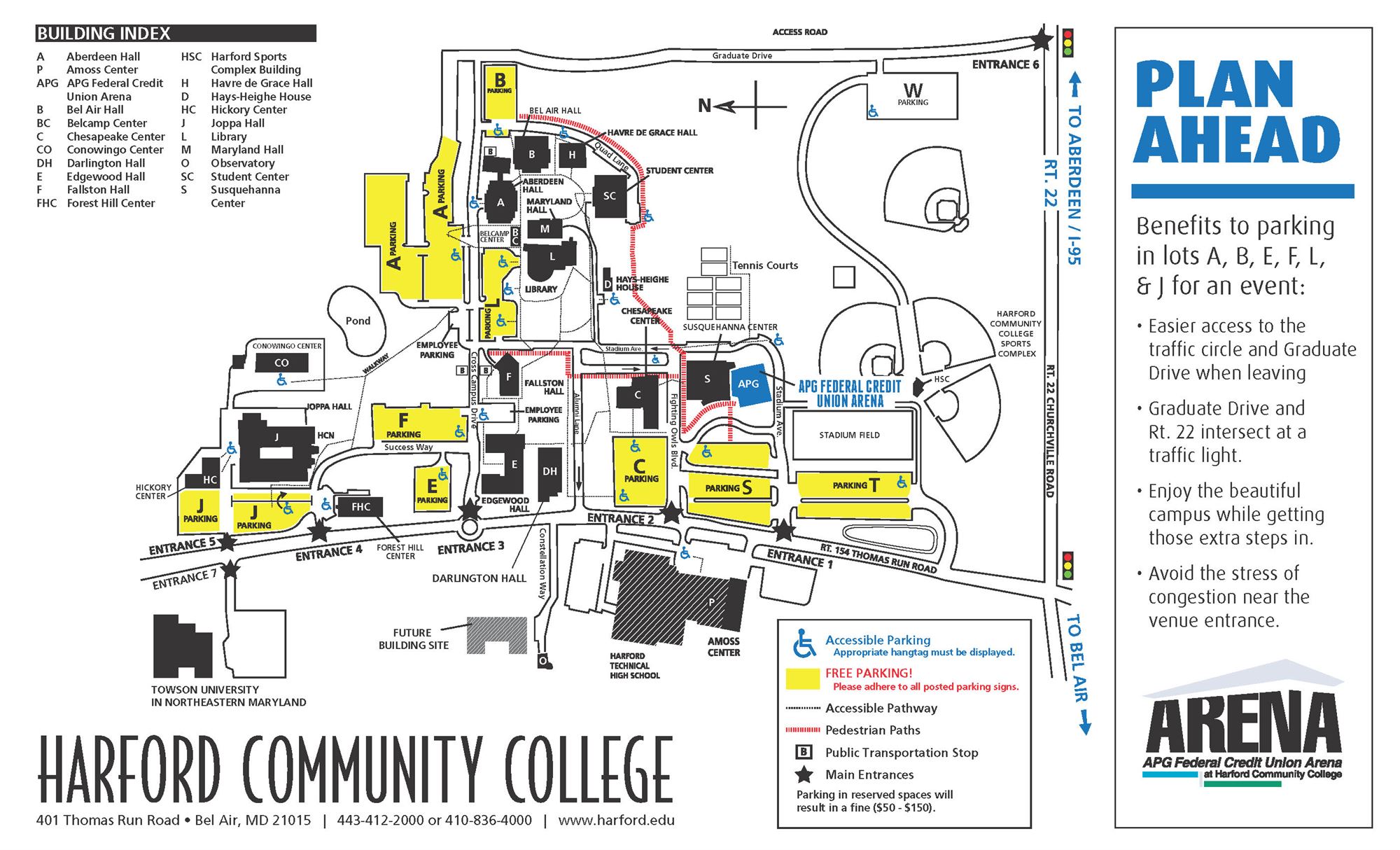 Harford Community College Map Parking Map - Apg Federal Credit Union Arena