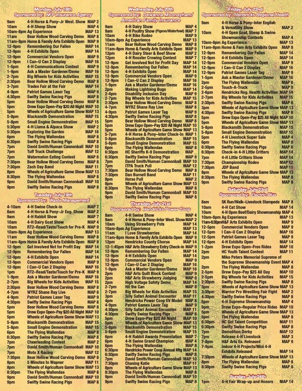 4-H Fair Schedule