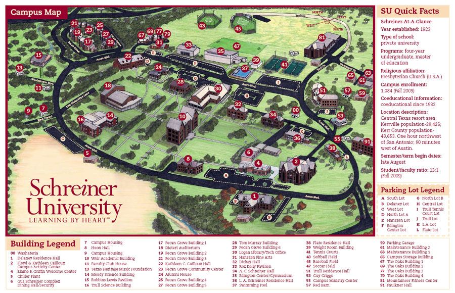 Schreiner University Campus Map Schreiner University