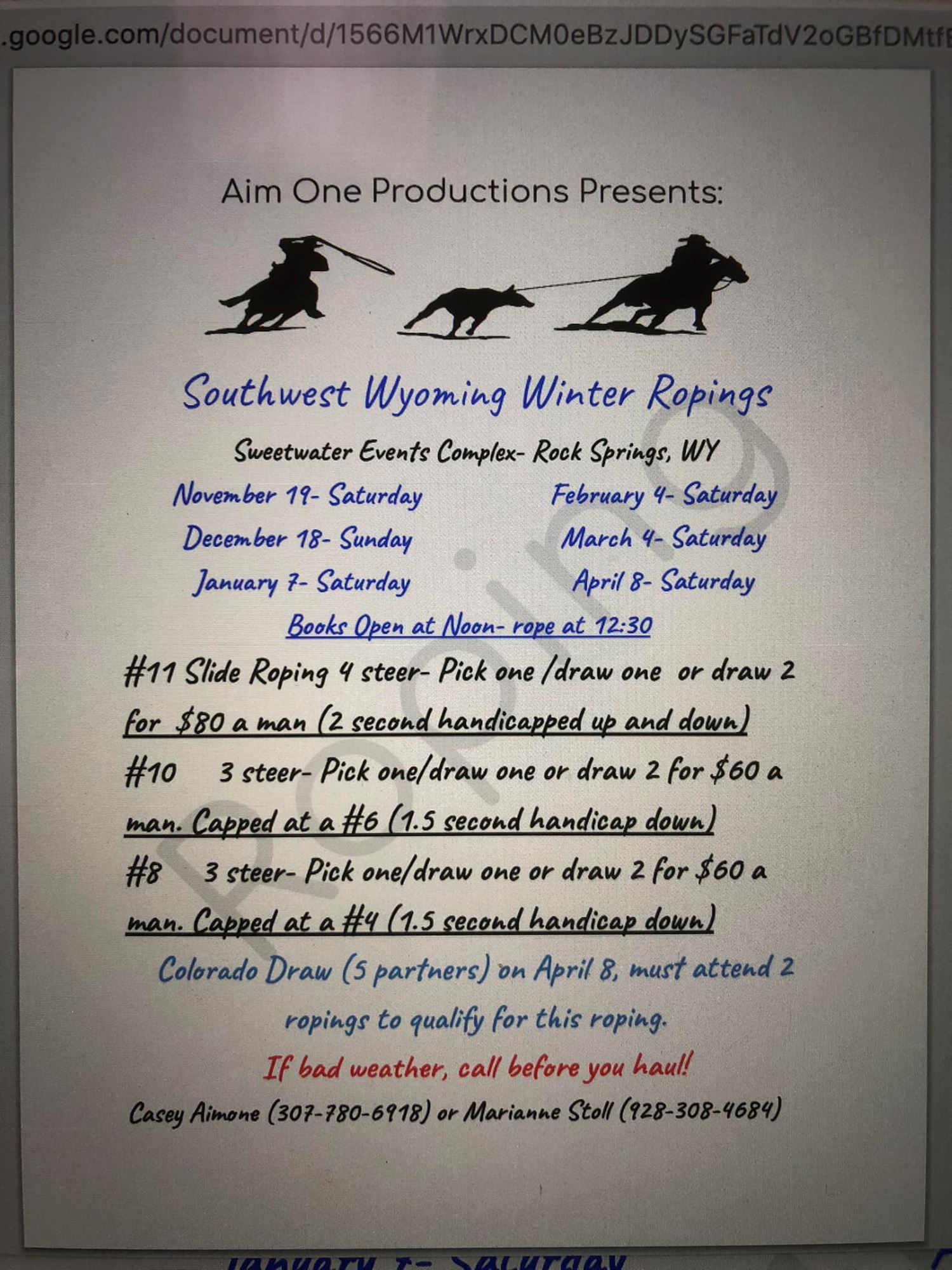 Aim One Winter Team Roping Jackpot