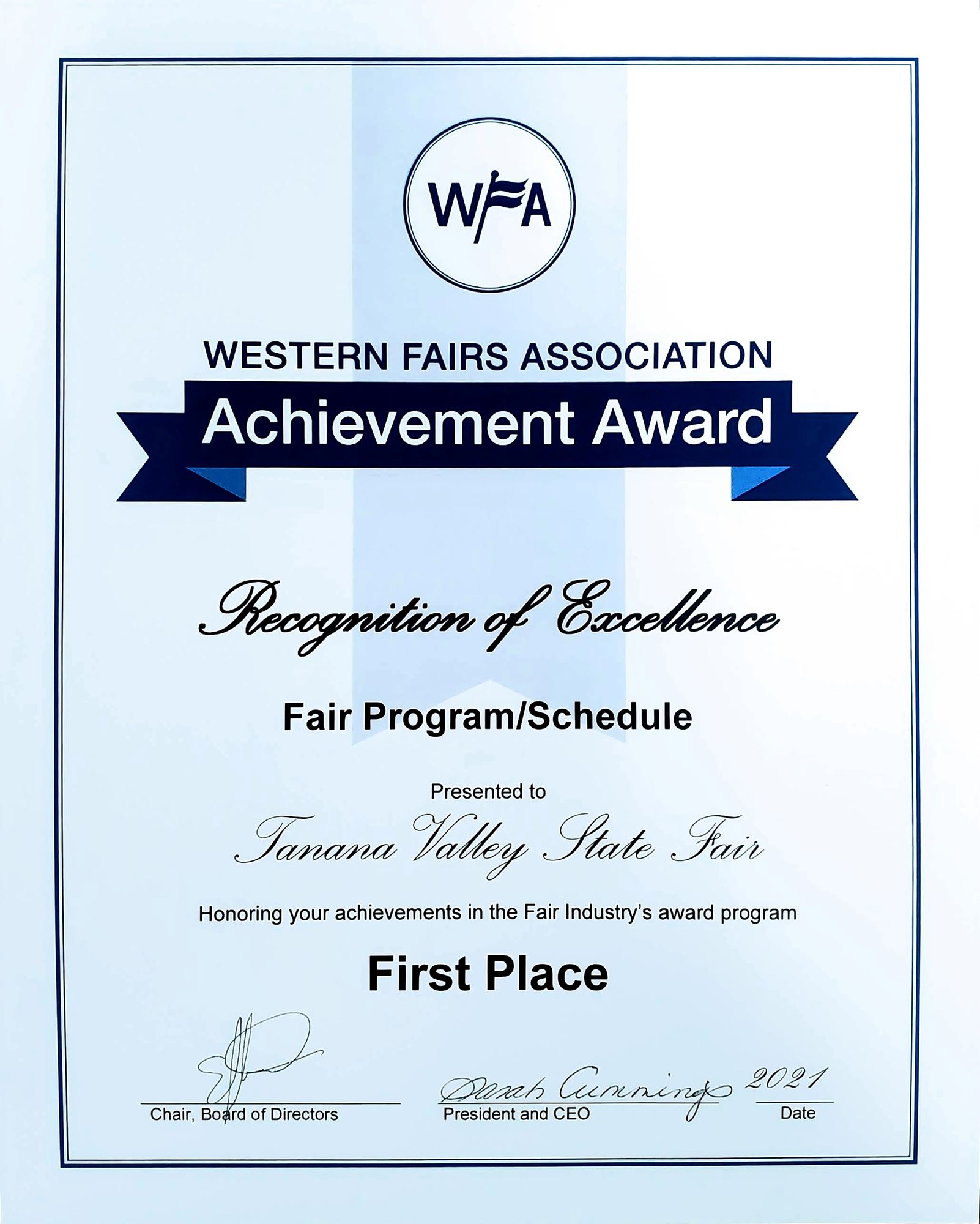 2021 Western Fairs Association Awards