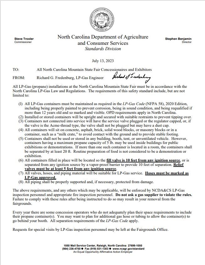 NCDA&CS Standard Division LPGas Regulations