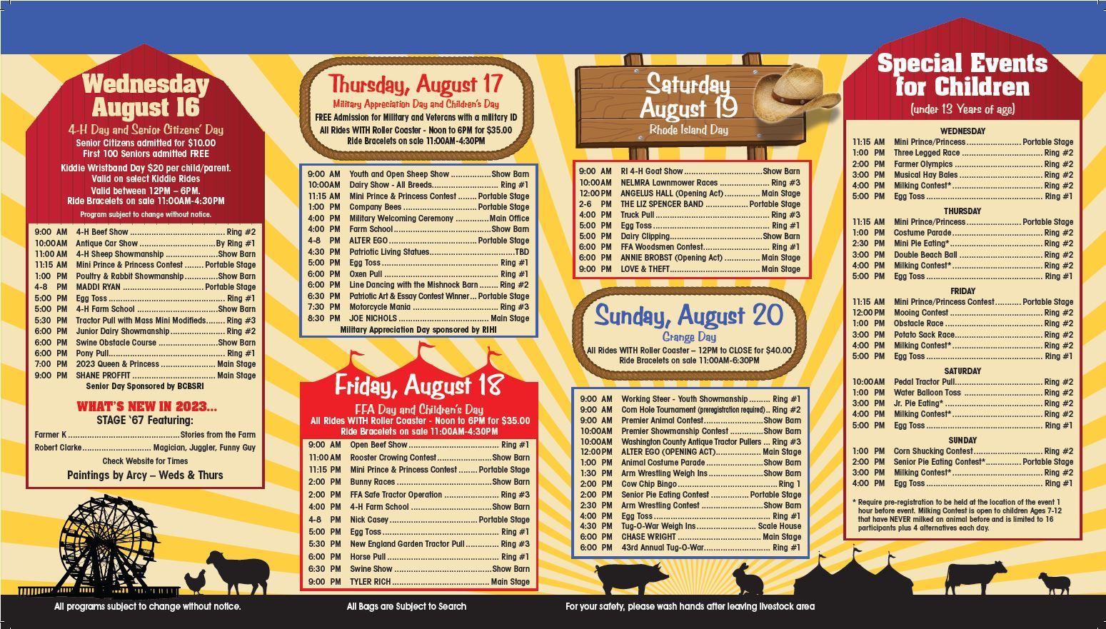 Washington County Fair Daily Schedule