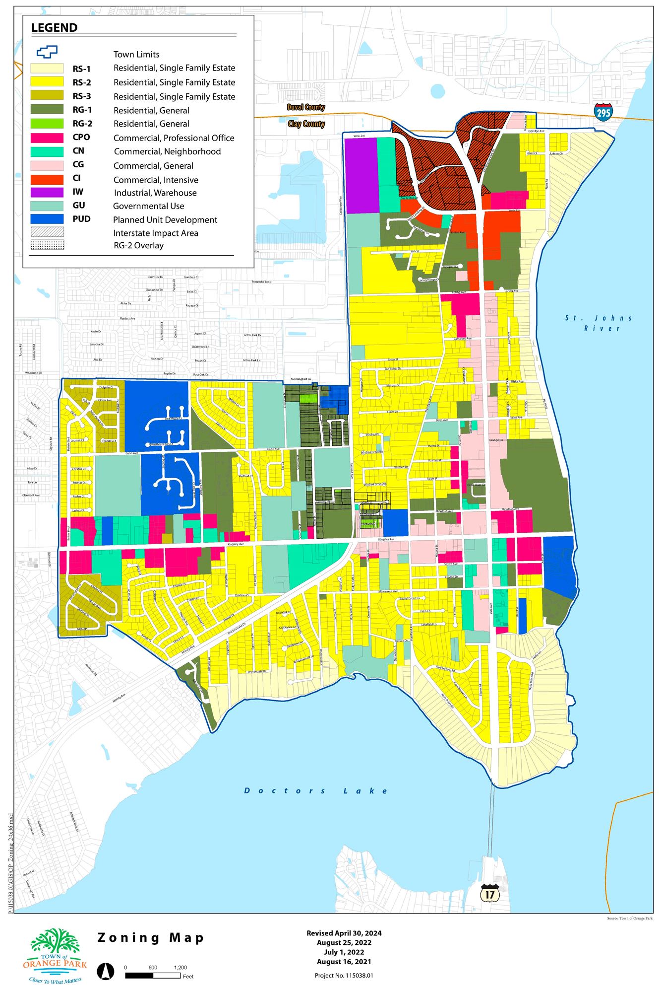 Colorful map of zoning areas