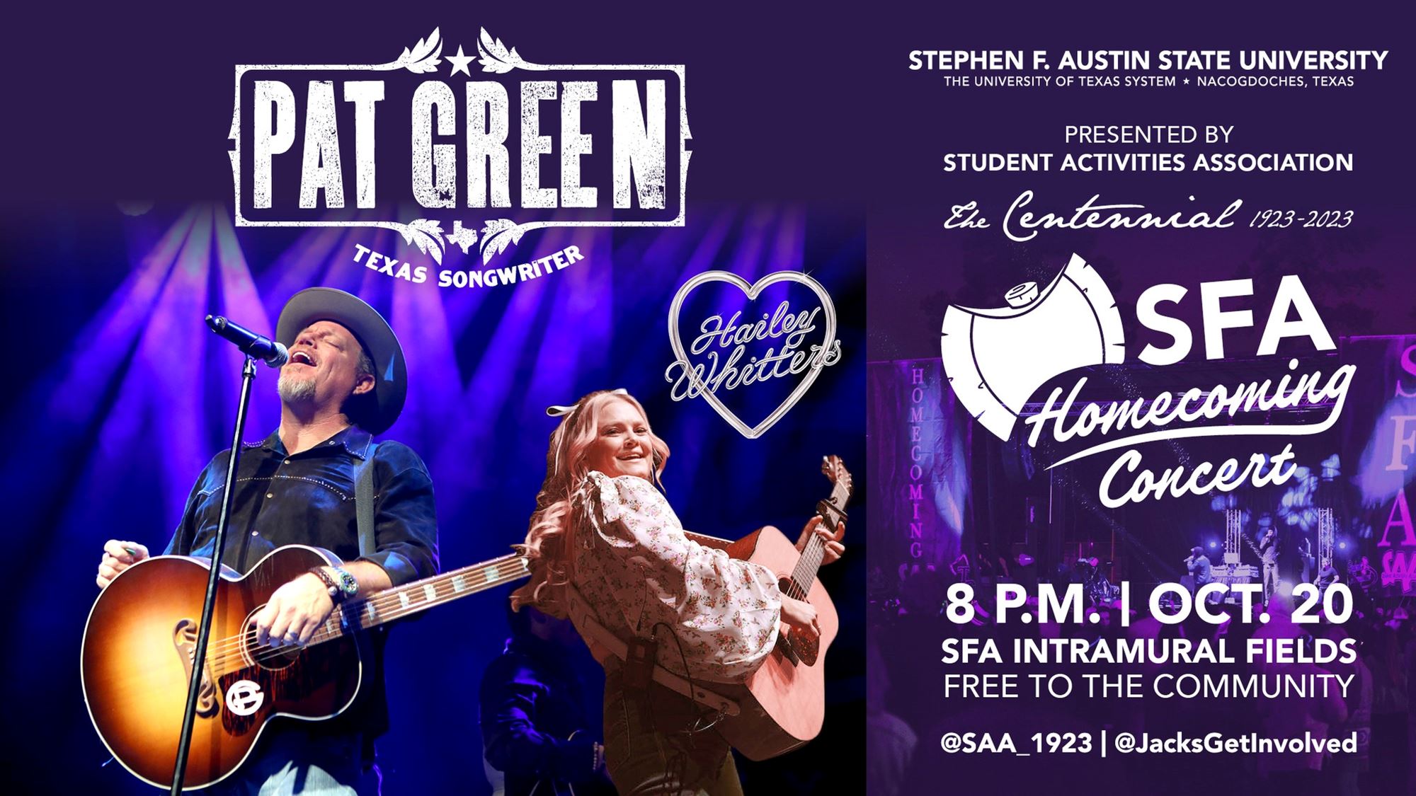 Pat Green & Hailey Whitters Live at SFA Bonfire