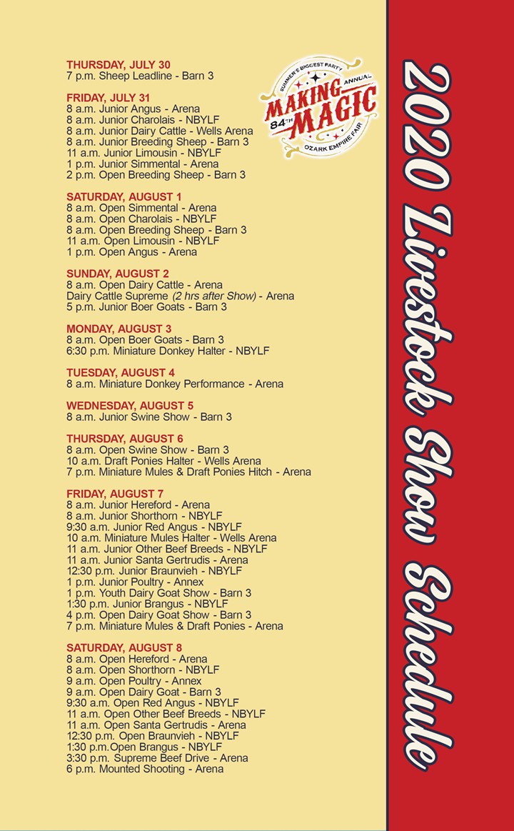 Ozark Empire Fair Schedule