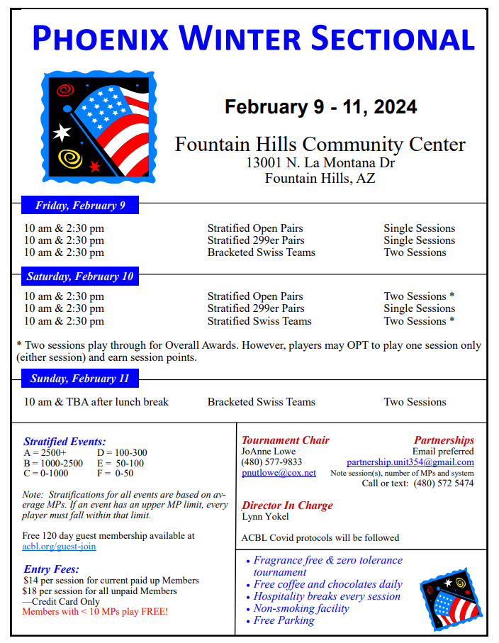 Phoenix Winter Sectional Bridge Tournament