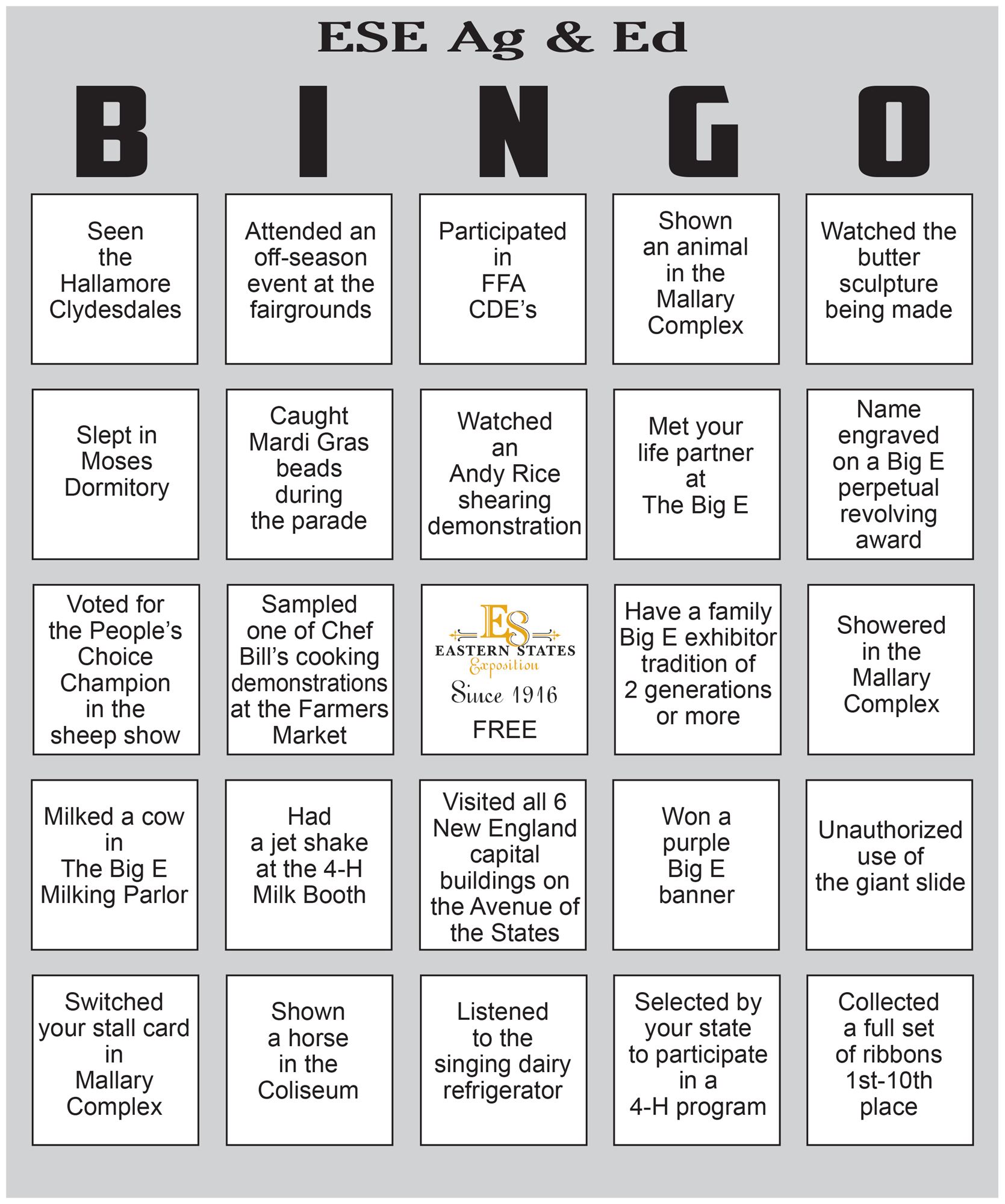 ESE Ag & Ed Bingo