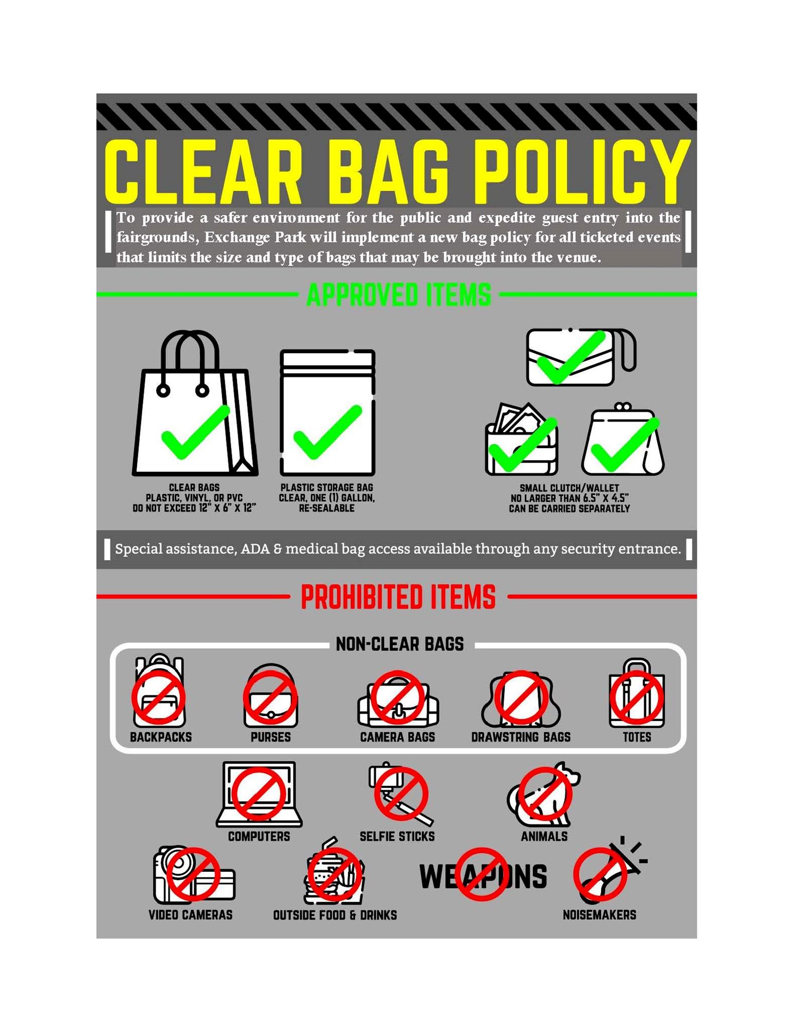 Clear Bag Policy In Effect
