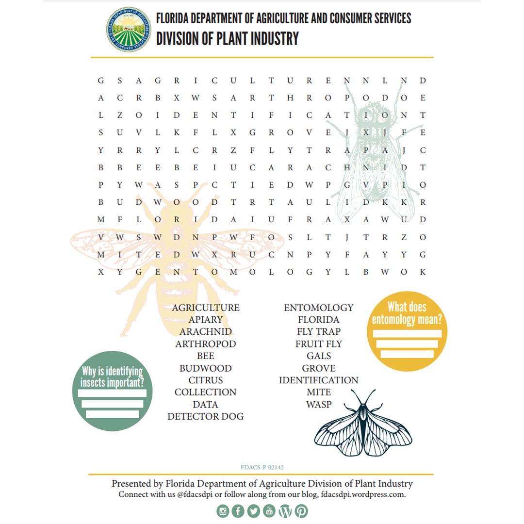 Division of Plant Industry Word Search