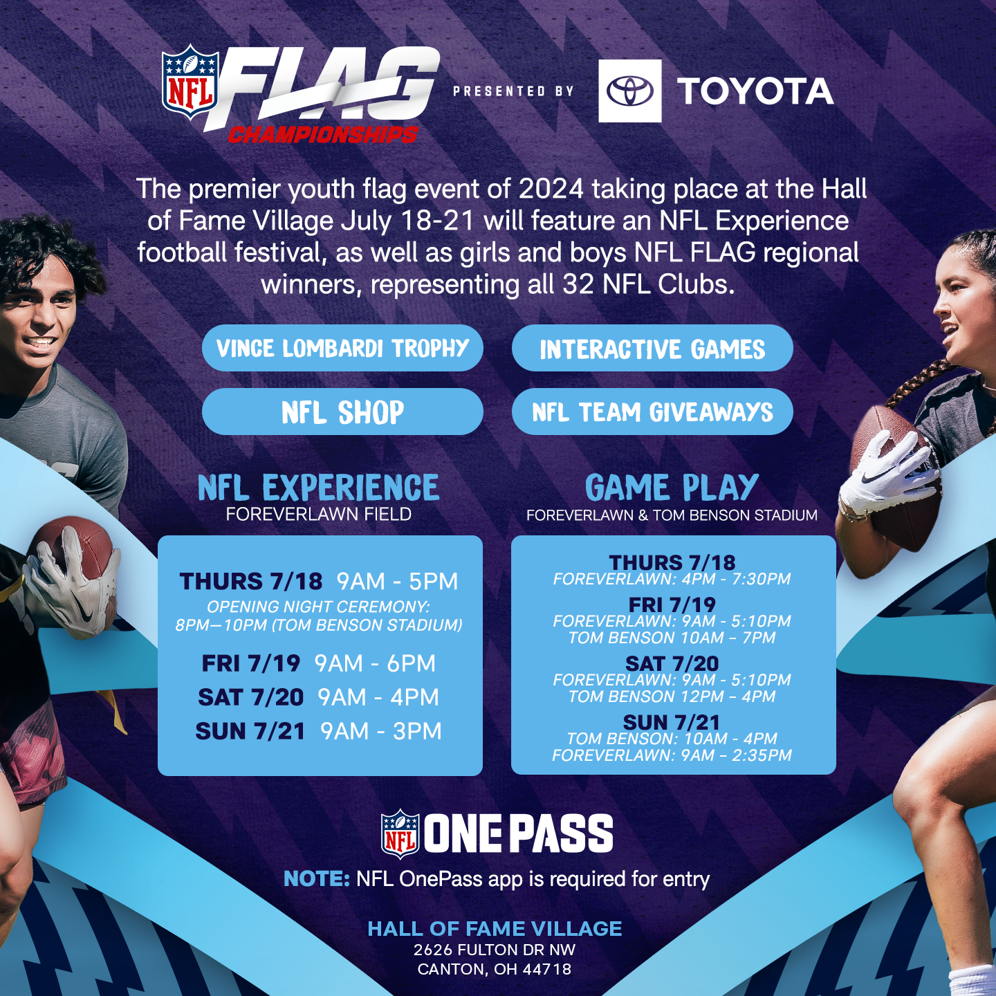 Hall of Fame Village Hosts NFL FLAG Championships Presented by Toyota, July 18-21