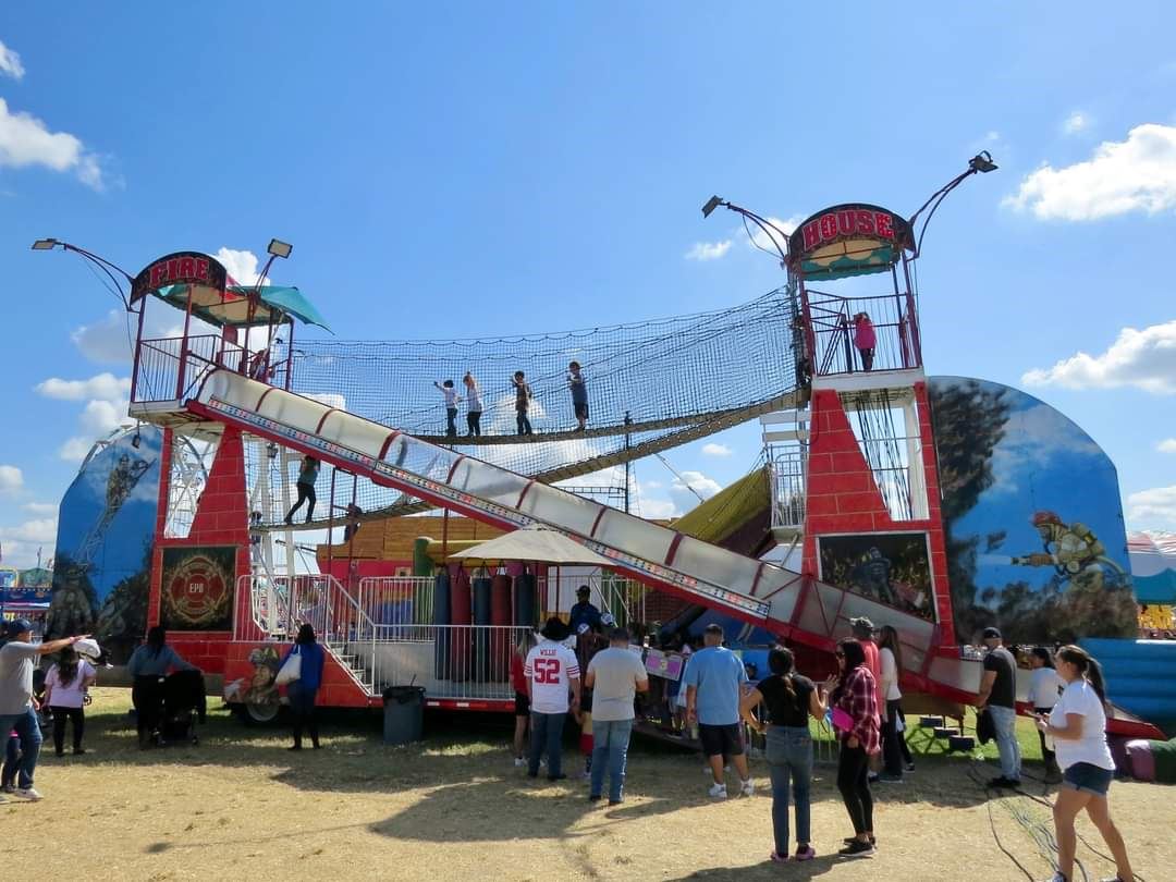 a view of hte FIrehouse funhouse with kids playing in it