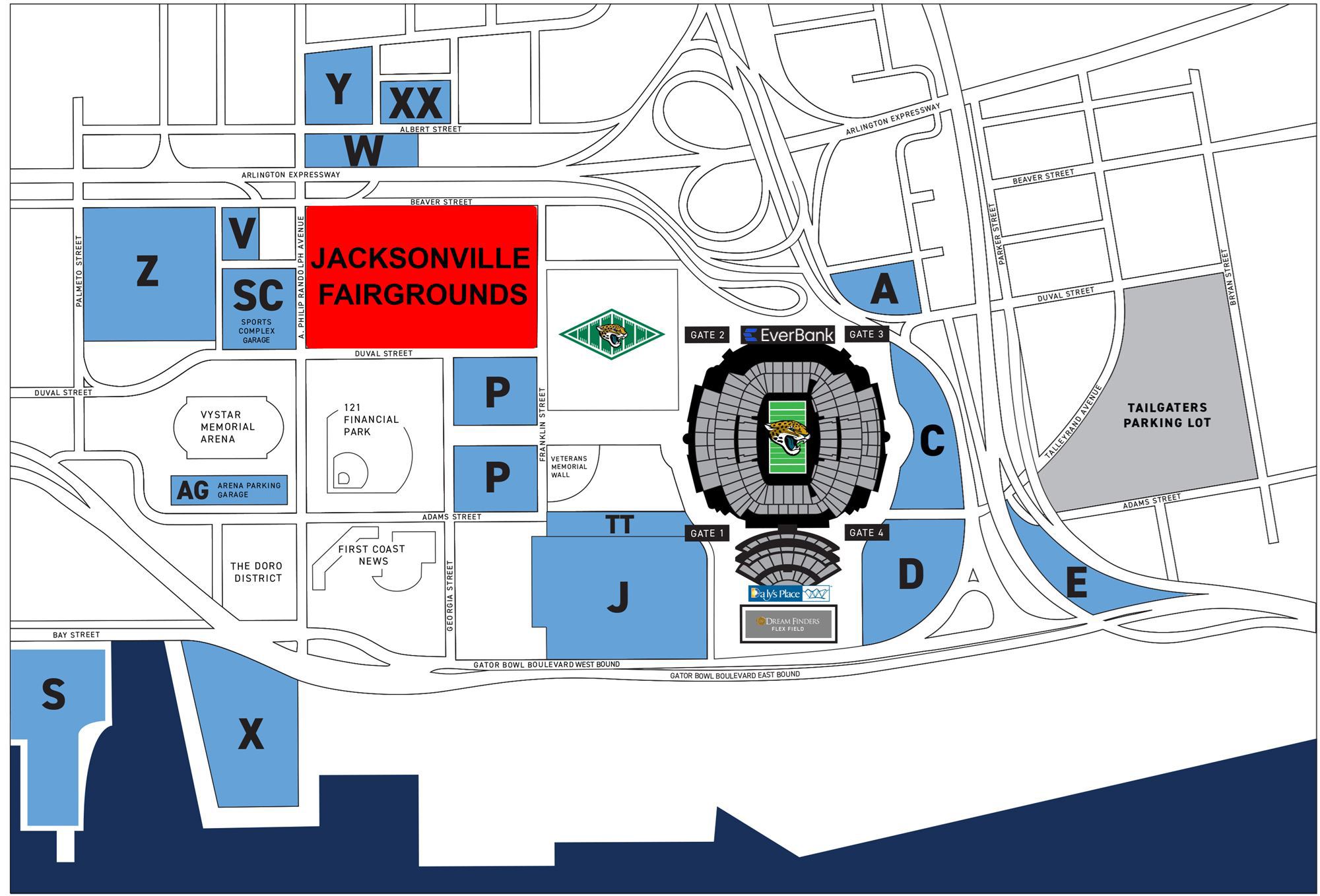 EverBank Stadium Seating Chart & Map