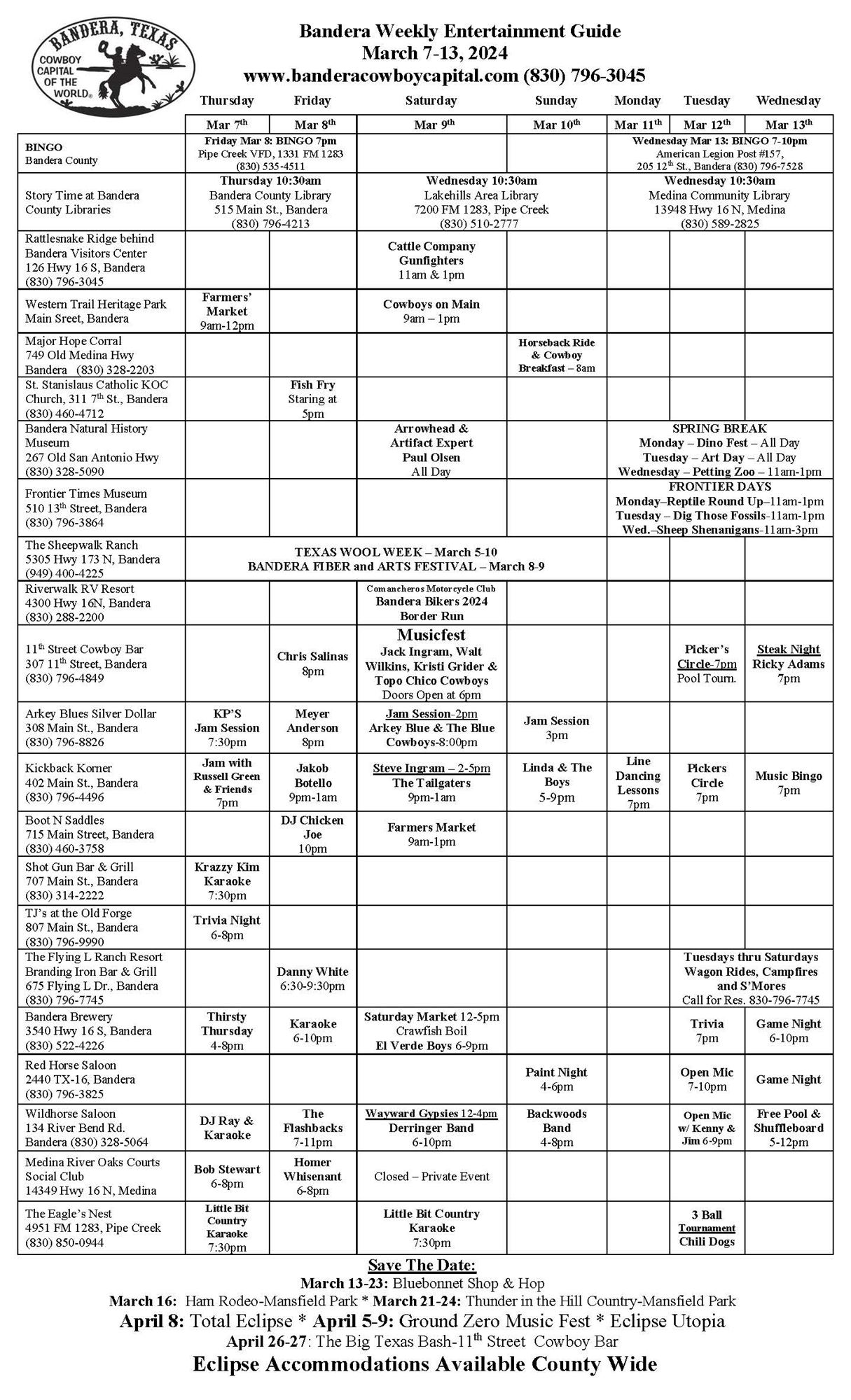 Weekly Entertainment Guide