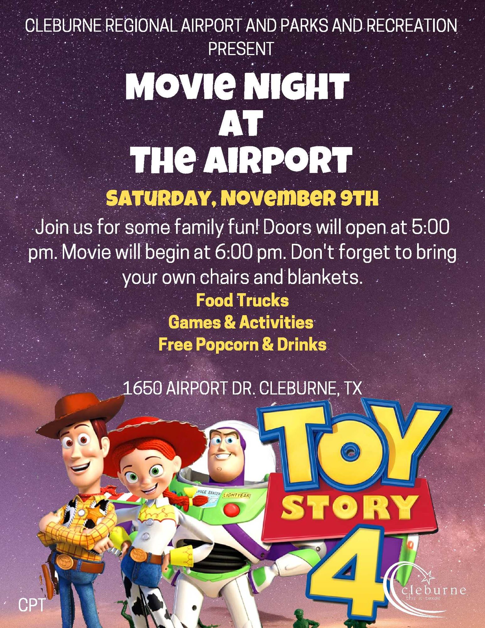 Cleburne Regional Airport presents "Movie Night"