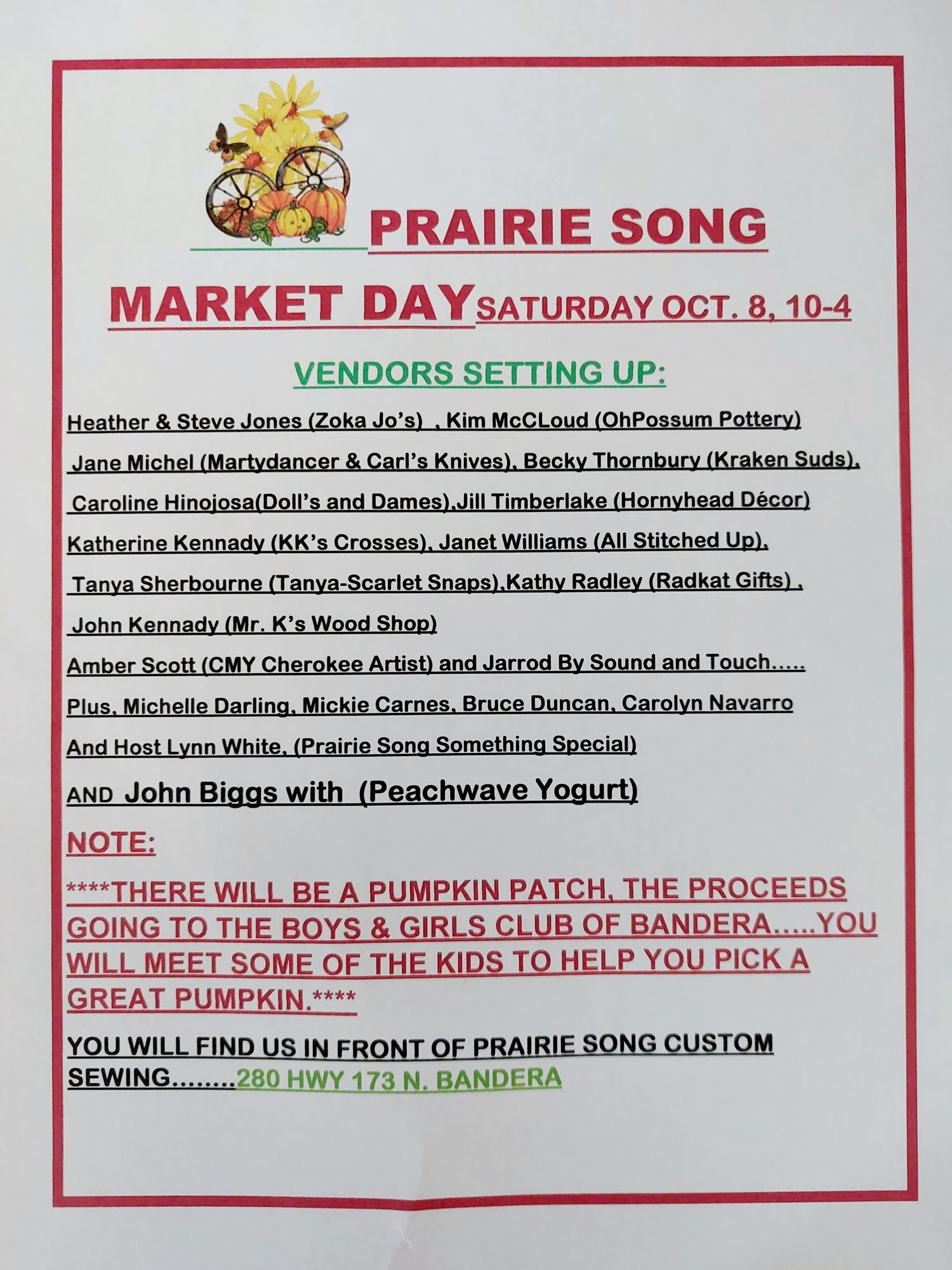 Prairie Song Fall Market Day