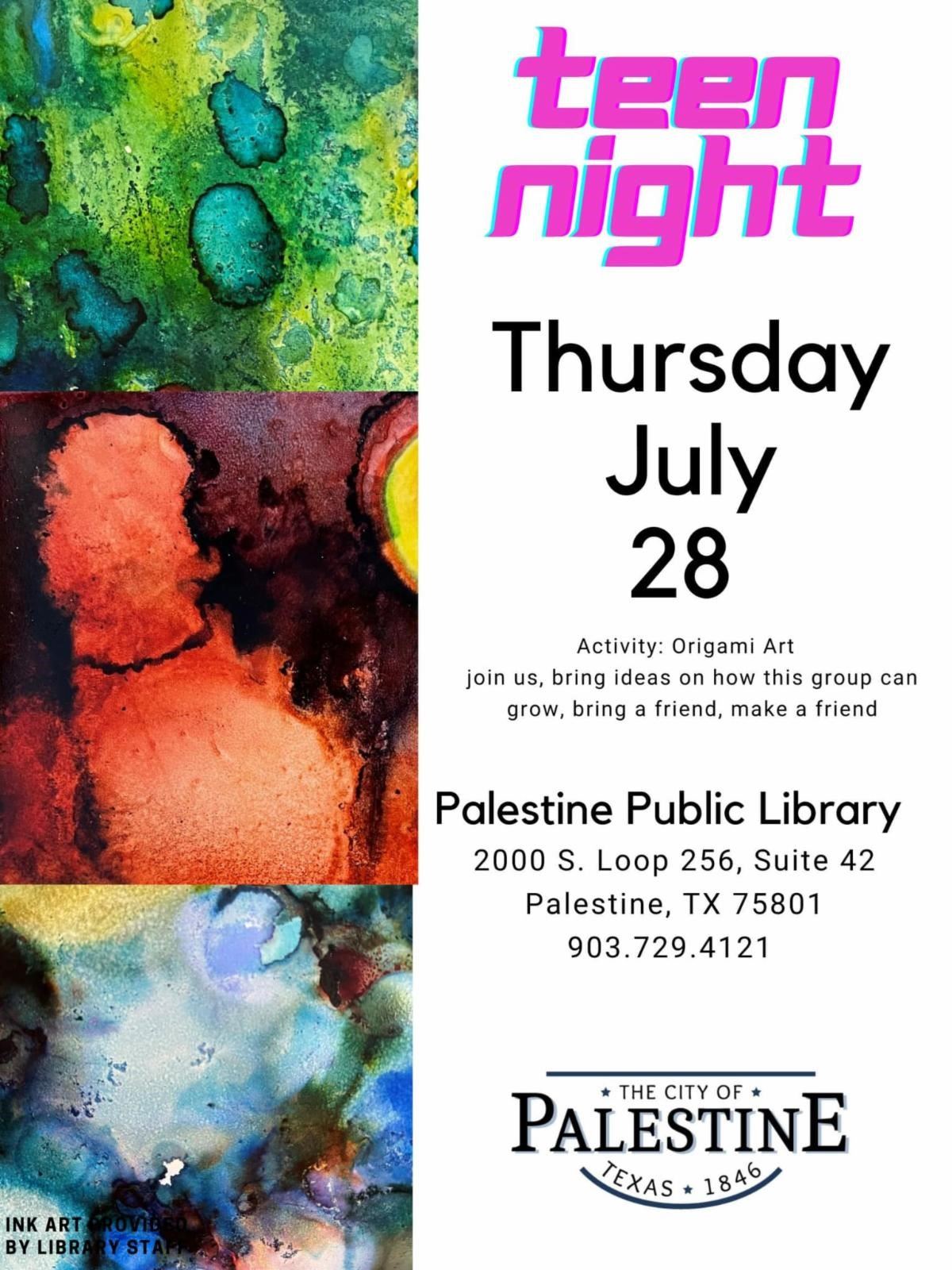 Teen Art Night this Thursday