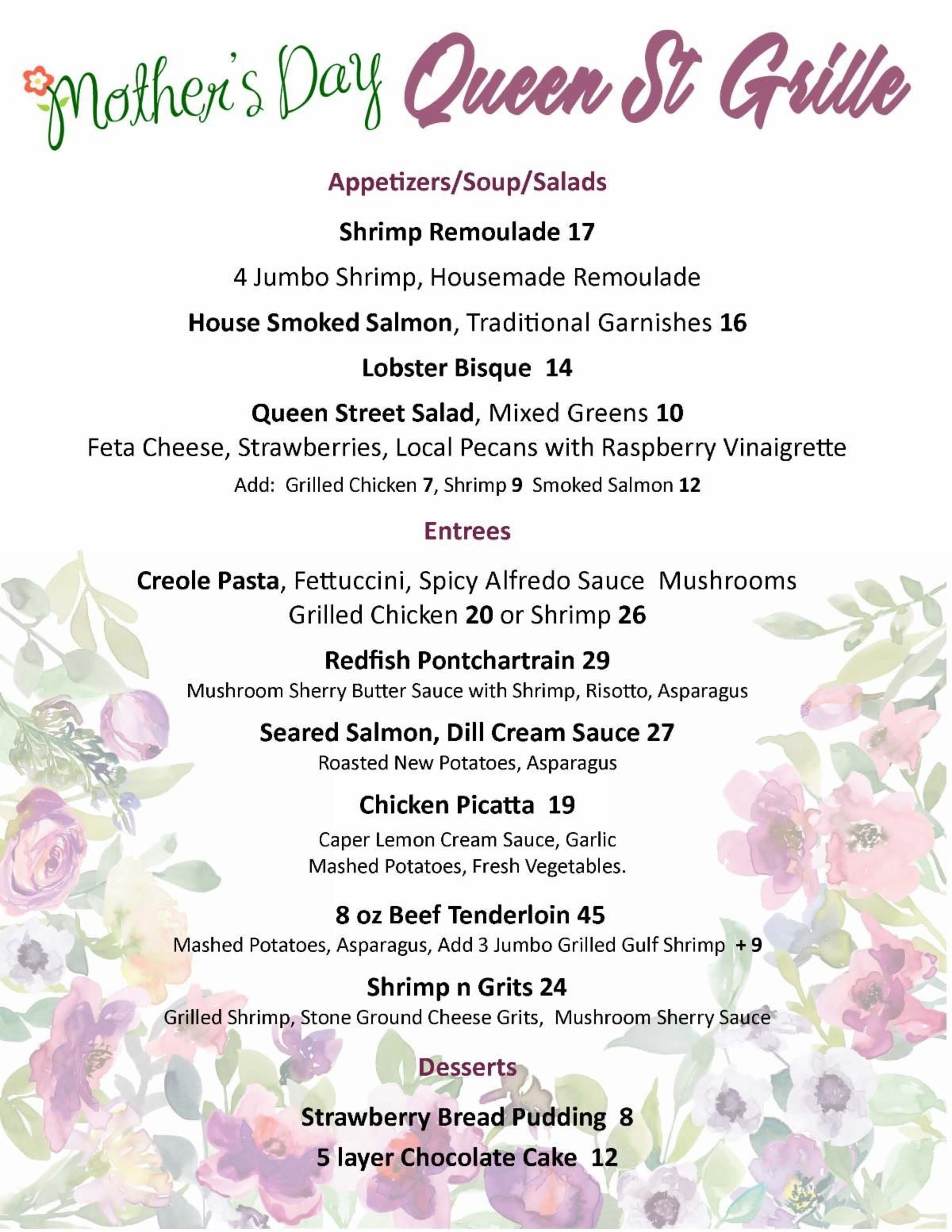 Mother's Day at Queen St Grille