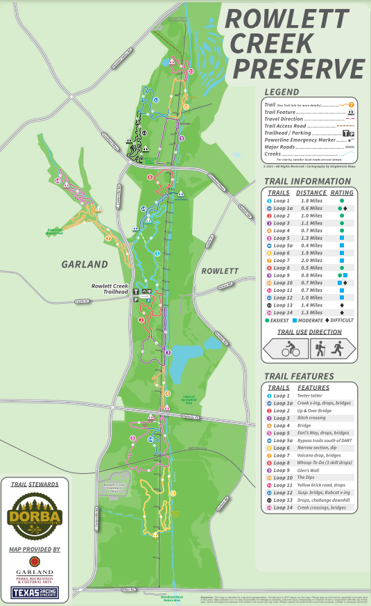 Rowlett Creek Preserve Trail Map Rowlett Creek Bike Trails