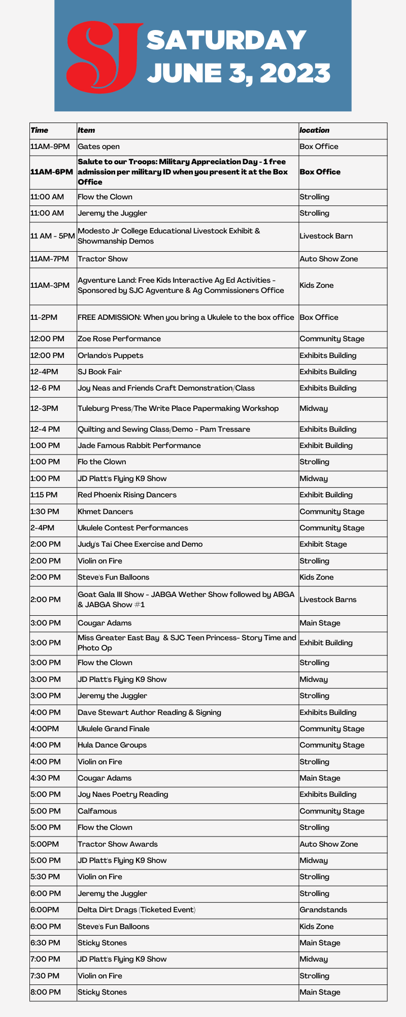 2023 Fair Daily Schedule