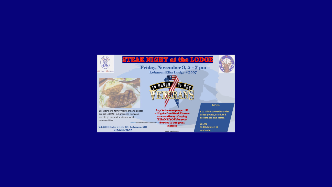 Veterans Day Steak Night