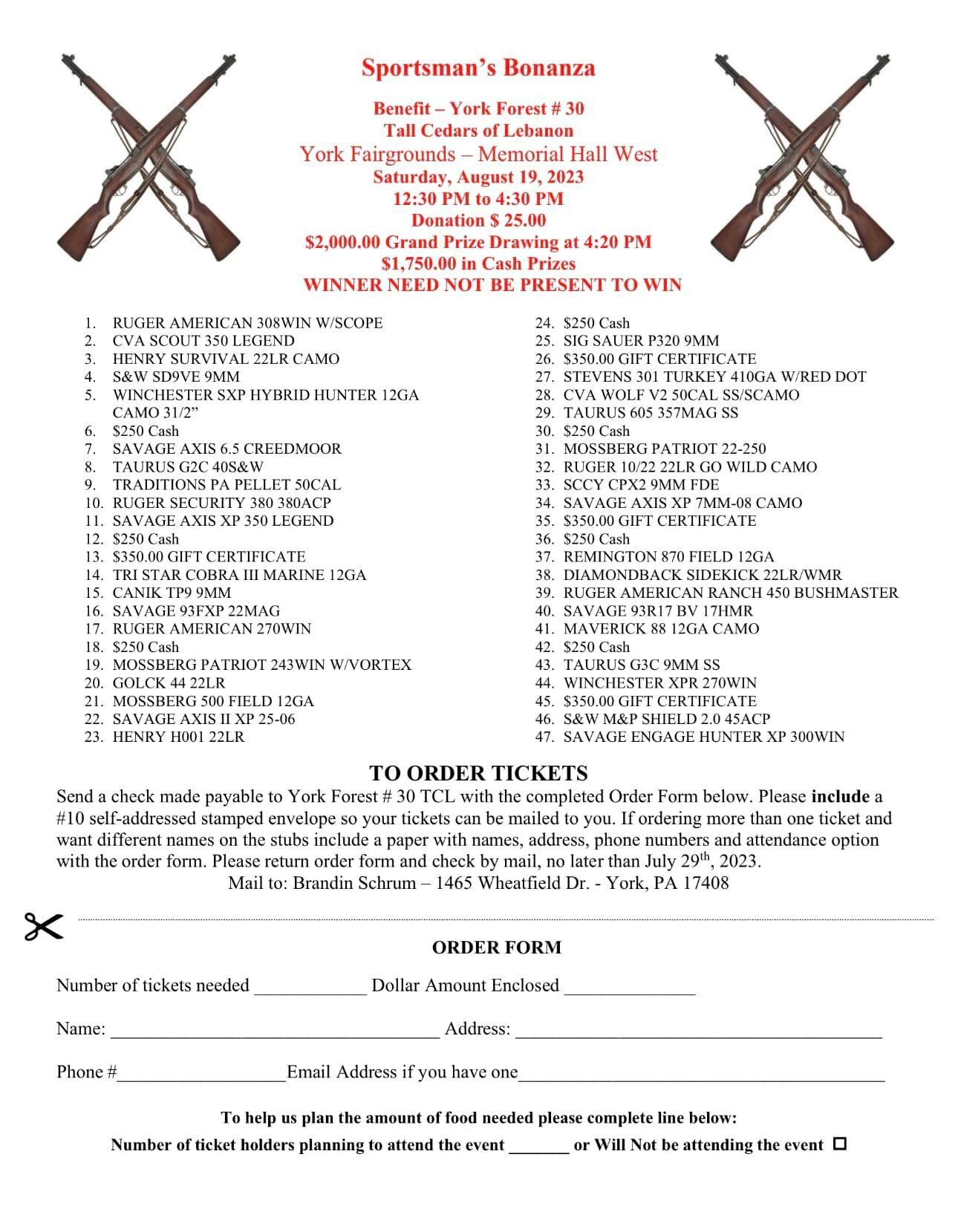 Tall Cedars Gun Raffle