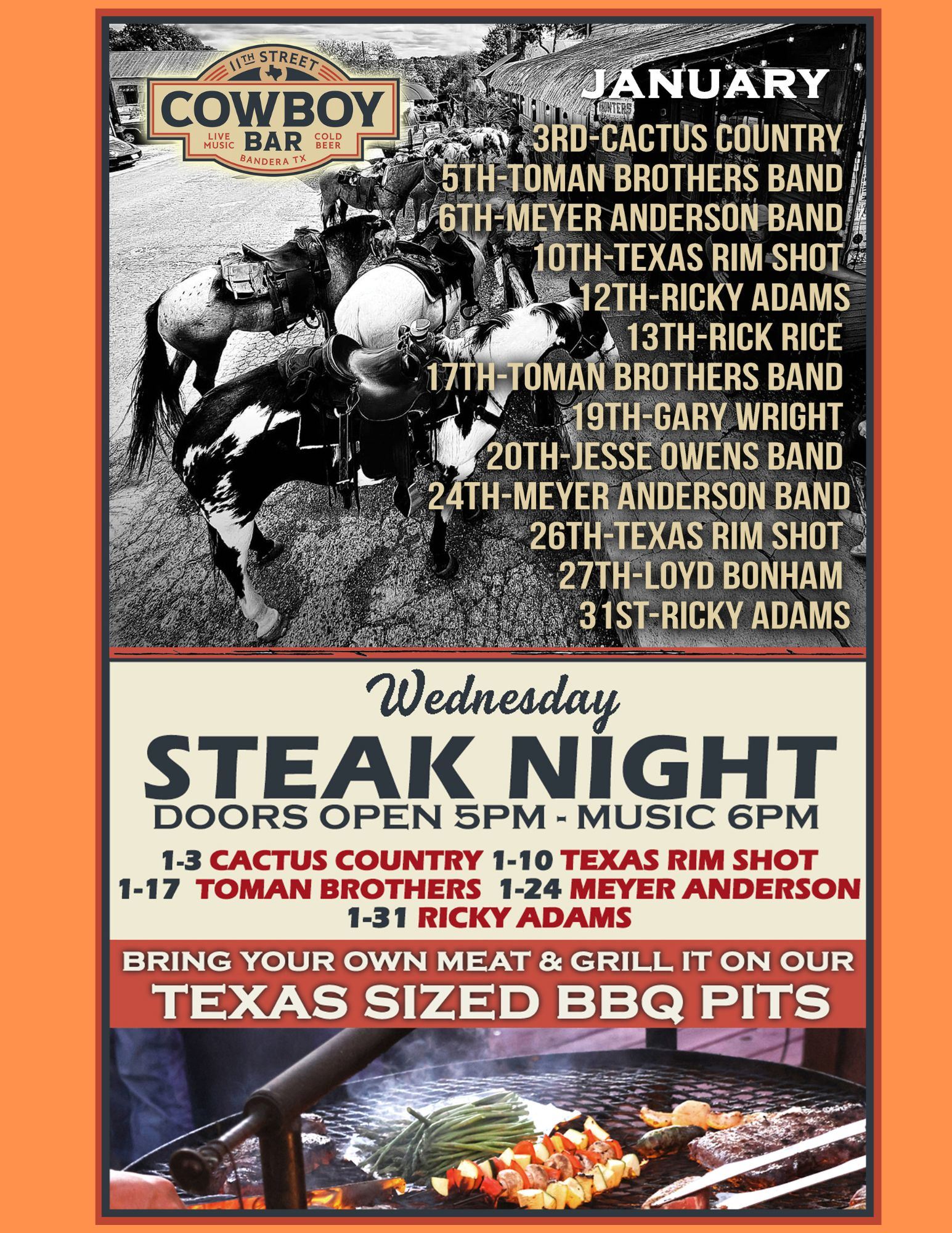 STEAK NIGHT AT 11TH STREET COWBOY BAR