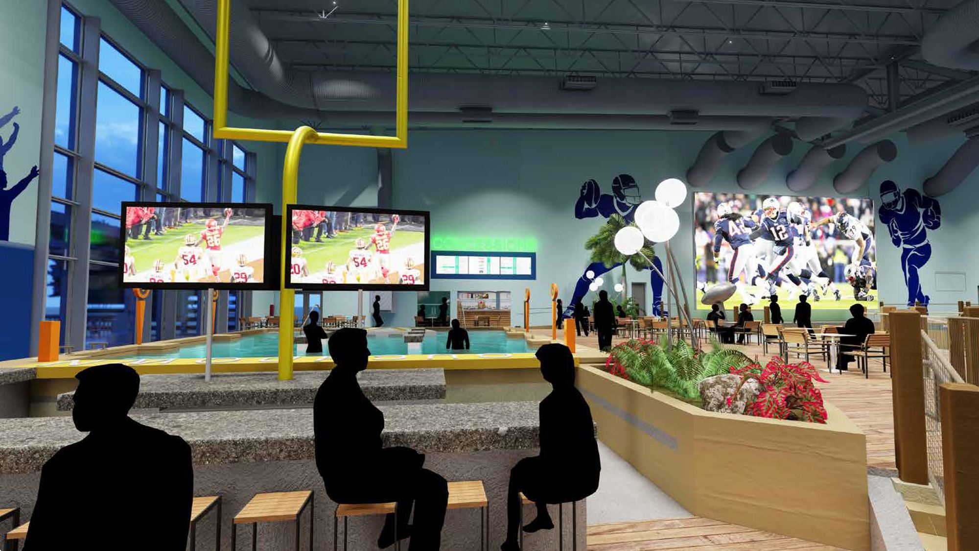 Football-themed waterpark at Hall of Fame Village in Canton