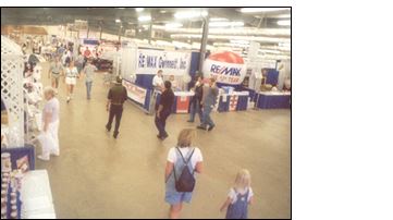 People waling in trade show