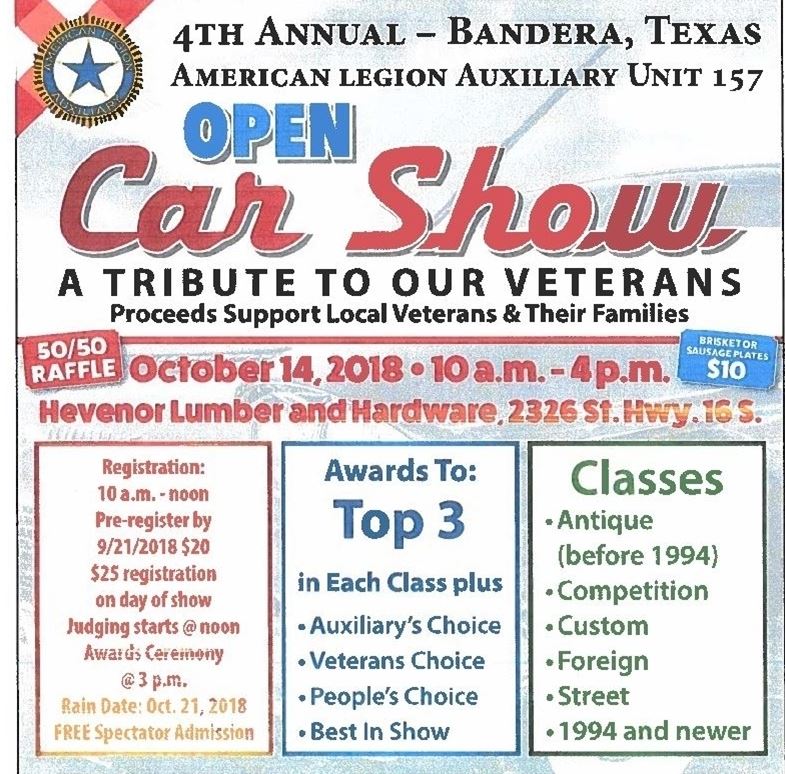 Annual American Legion Auxiliary Unit 157 Open Car Show