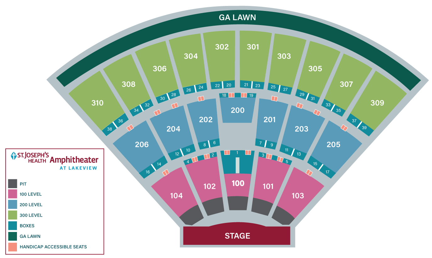 lakeview amphitheater seating chart with seat numbers