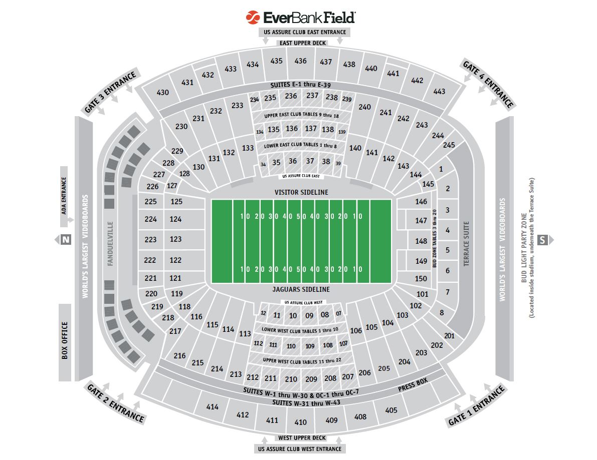 Everbank Field Seating Chart With Rows And Seat Numbers