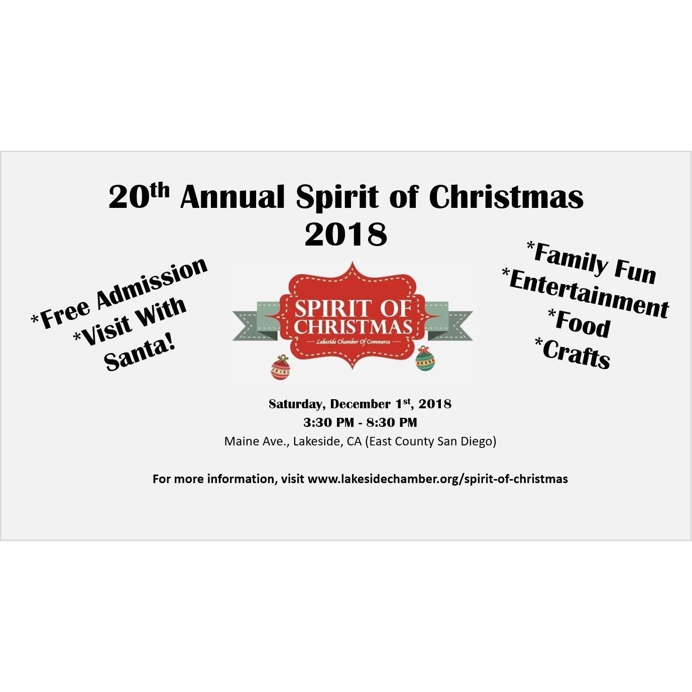 Spirit Of Christmas Lakeside Ca 2022 Dec 1St Free Spirit Of Christmas On Maine Ave, Lakeside