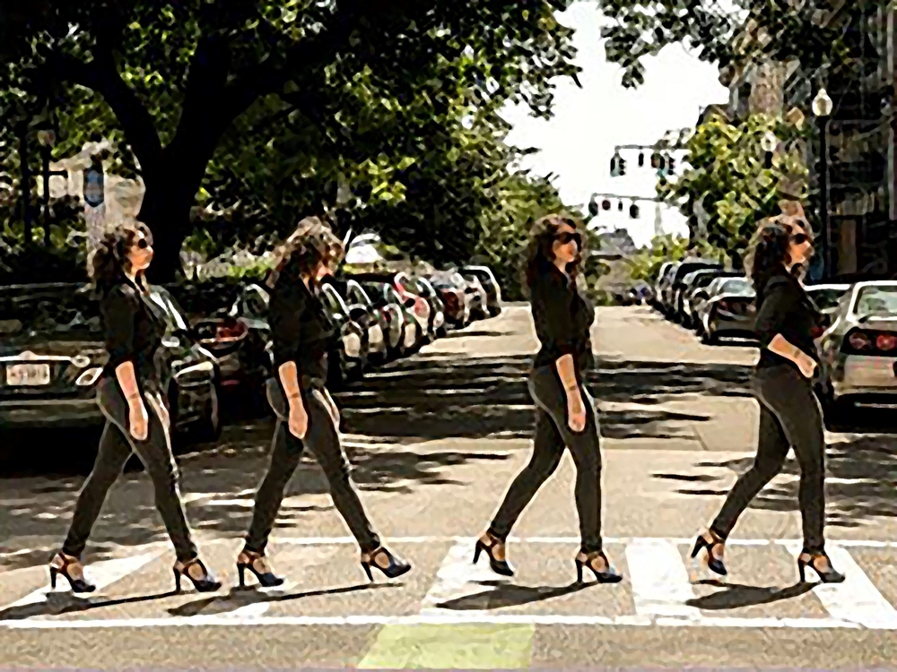 Picture of four women crossing Abbey Road