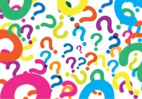 graphic of many, multi-colored question marks floating on an unmarked background