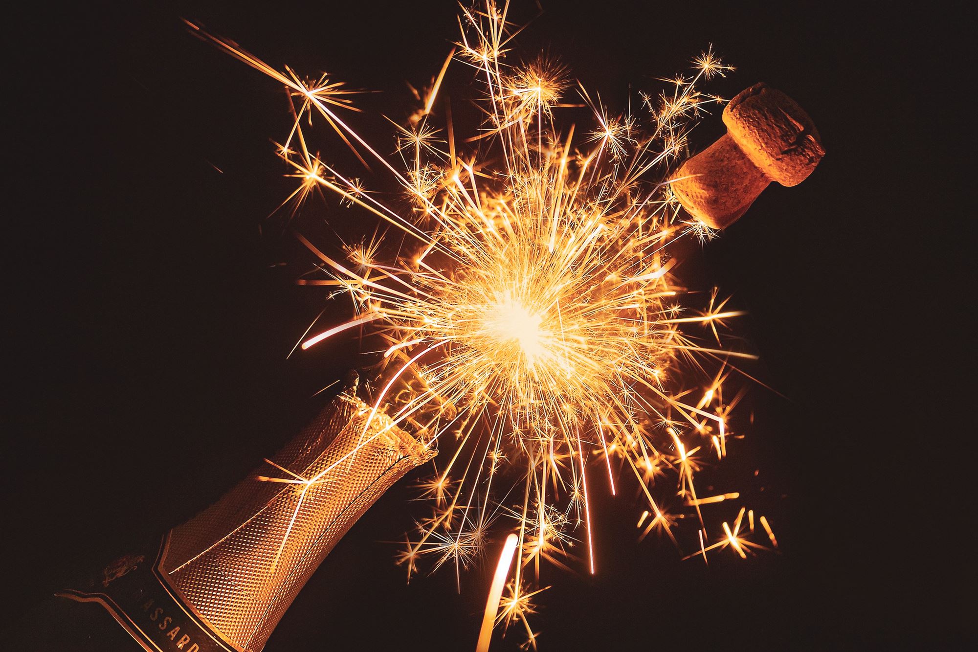 Champagne Bottle with Sparklers