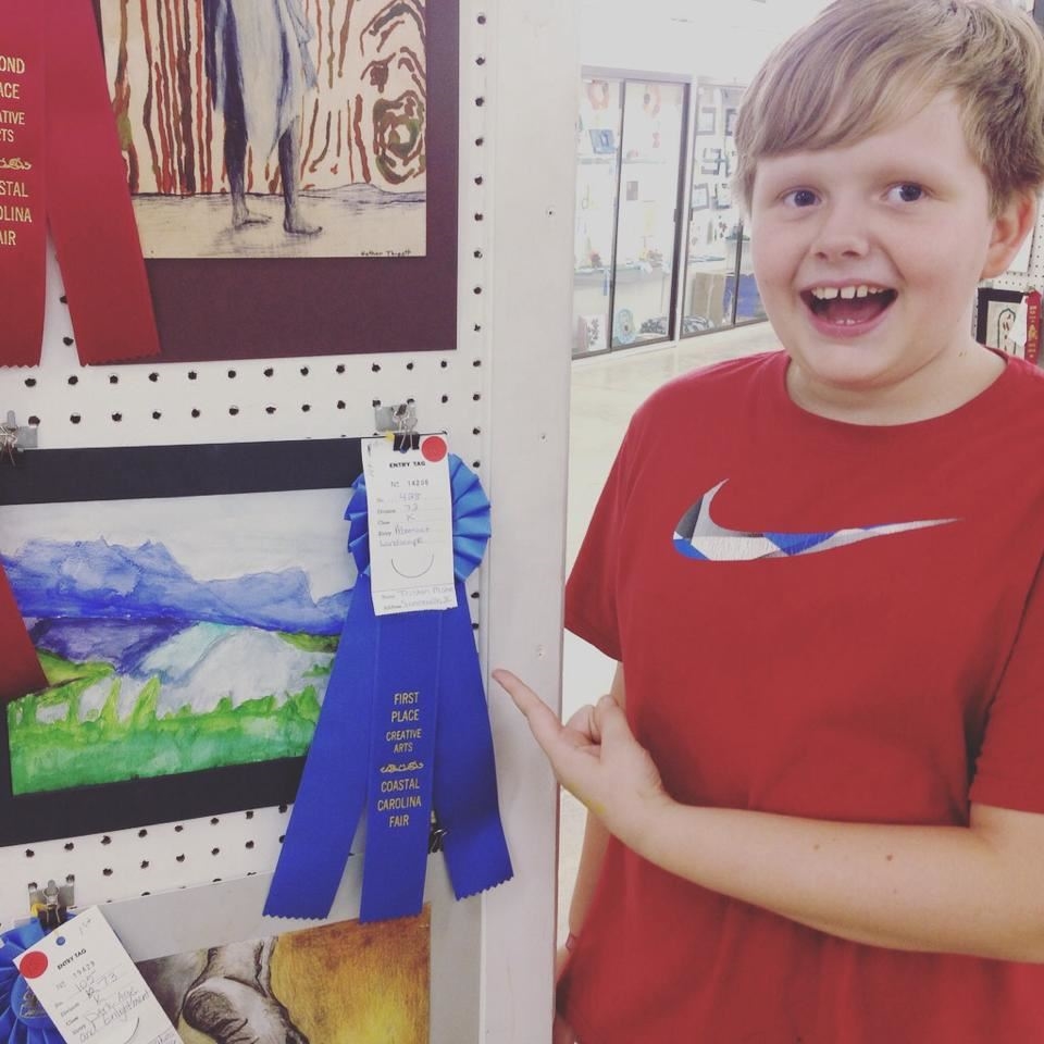 Tristan Mishoe wins 1st Place for his abstract landscape. No. 428 /Division 73 / Class K / 