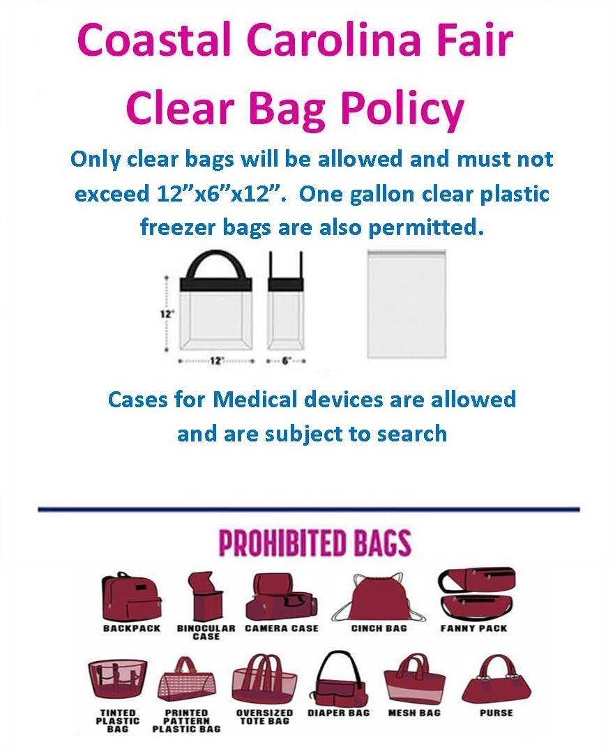 CLEAR BAG POLICY IN EFFECT!