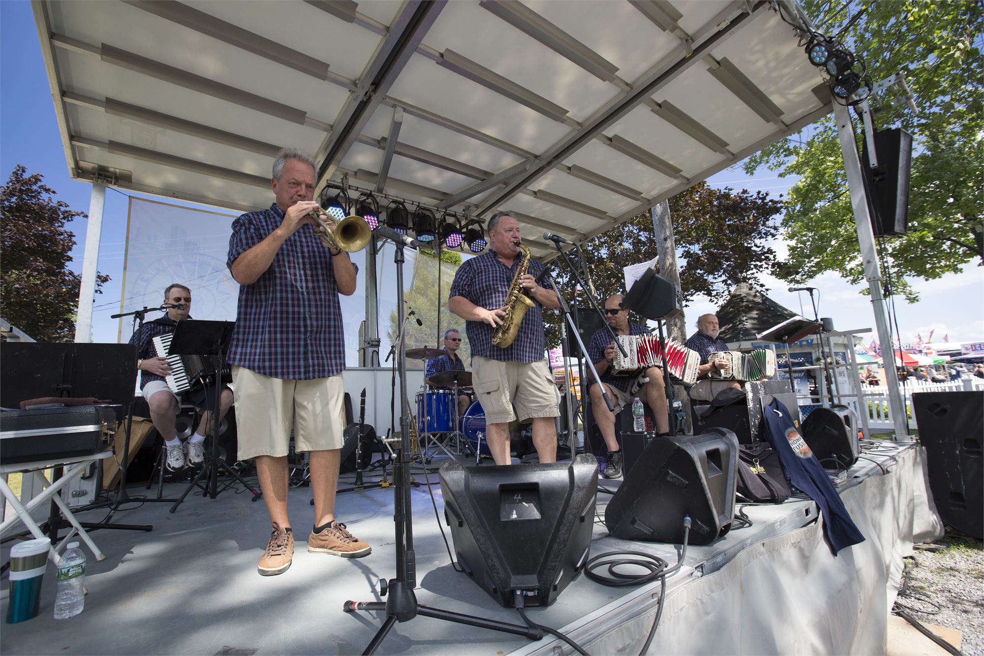 Photo of a band playing on the Slade Park Stage