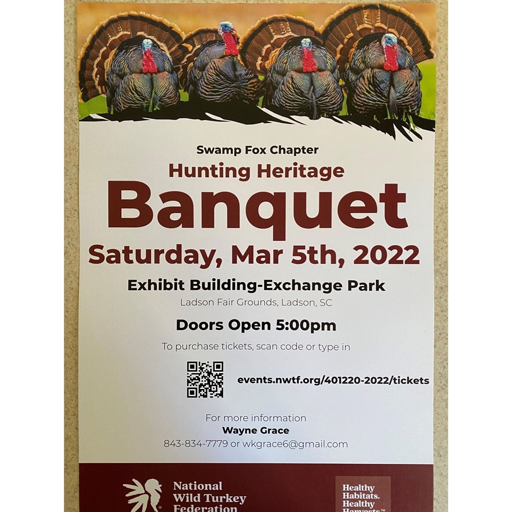 National Wild Turkey Federation Swamp Fox Chapter Hunting Heritage Banquet poster