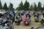 This is a photo of the participants on motorcycles at previous Salute to Veterans car and motorcycle shows with their motorcycles carrying the American flag.