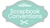 This is the page green logo with white letters that says Creating Keepsakes, Scrapbook Conventions and includes an image of a white pair of scissors