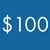 Text '$100' on a blue background