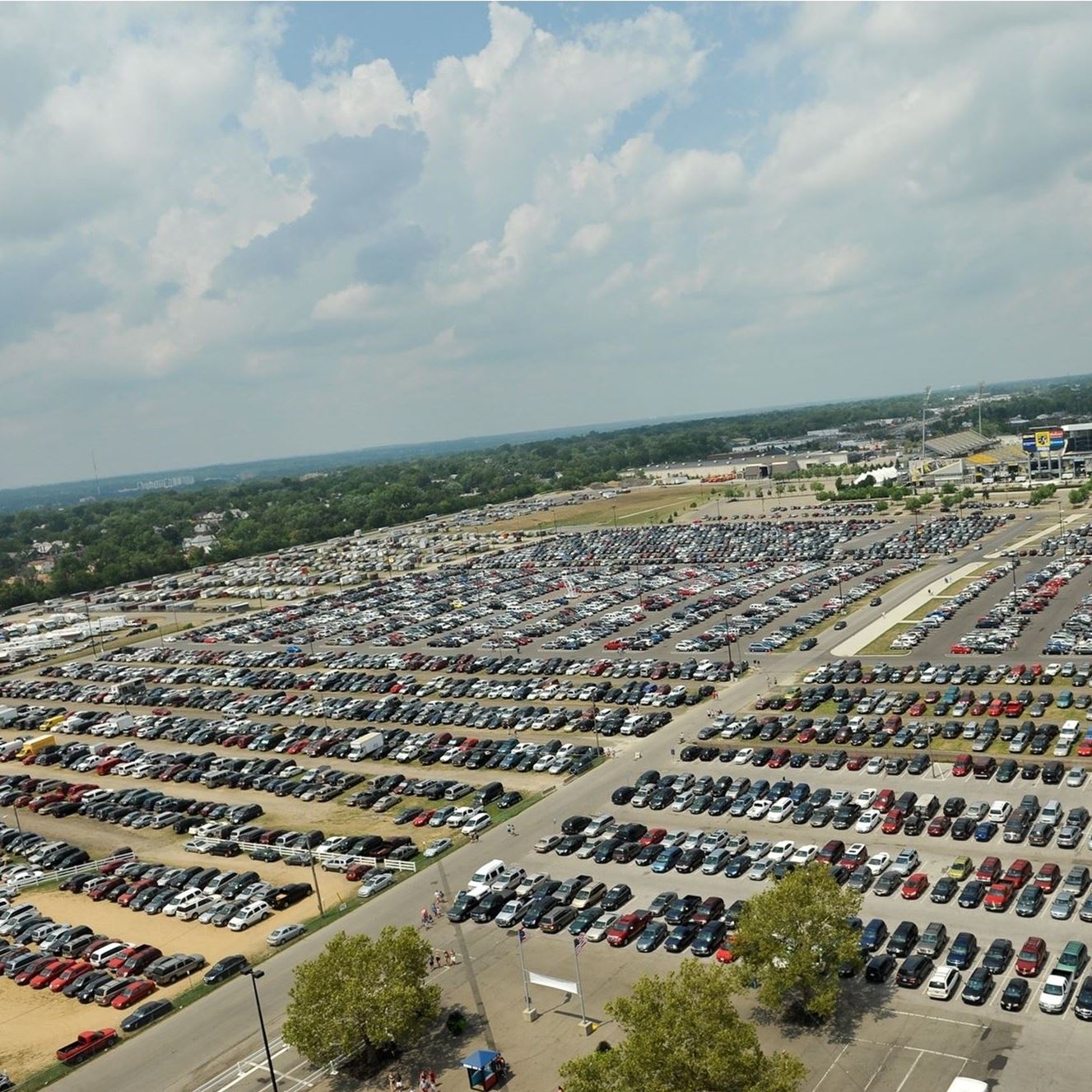 Aerial image of parked cars