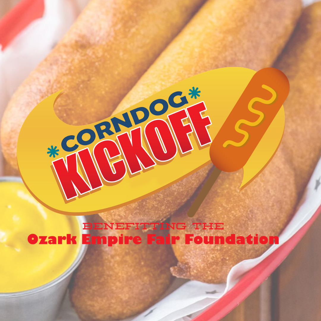Corndog Kickoff logo with corndogs and mustard in the background