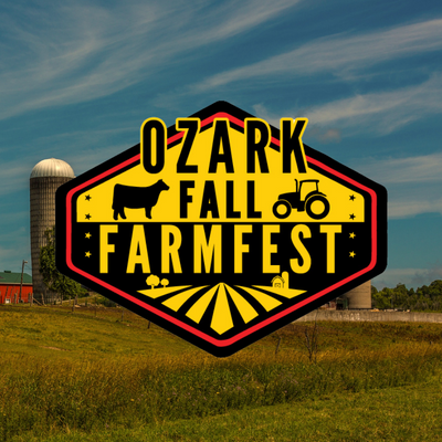Ozark Fall Farmfest logo with a red barn in the background