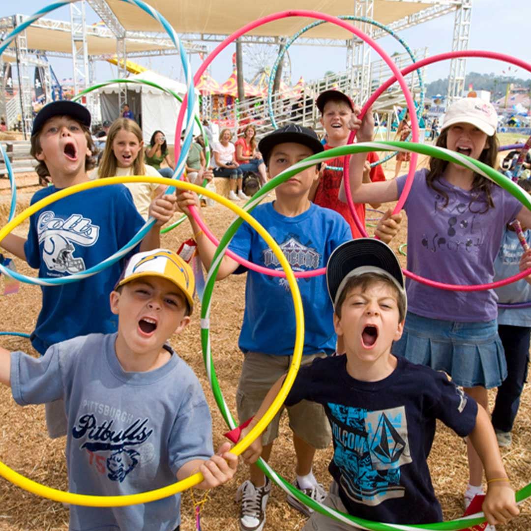 Group of kids with hula hoops