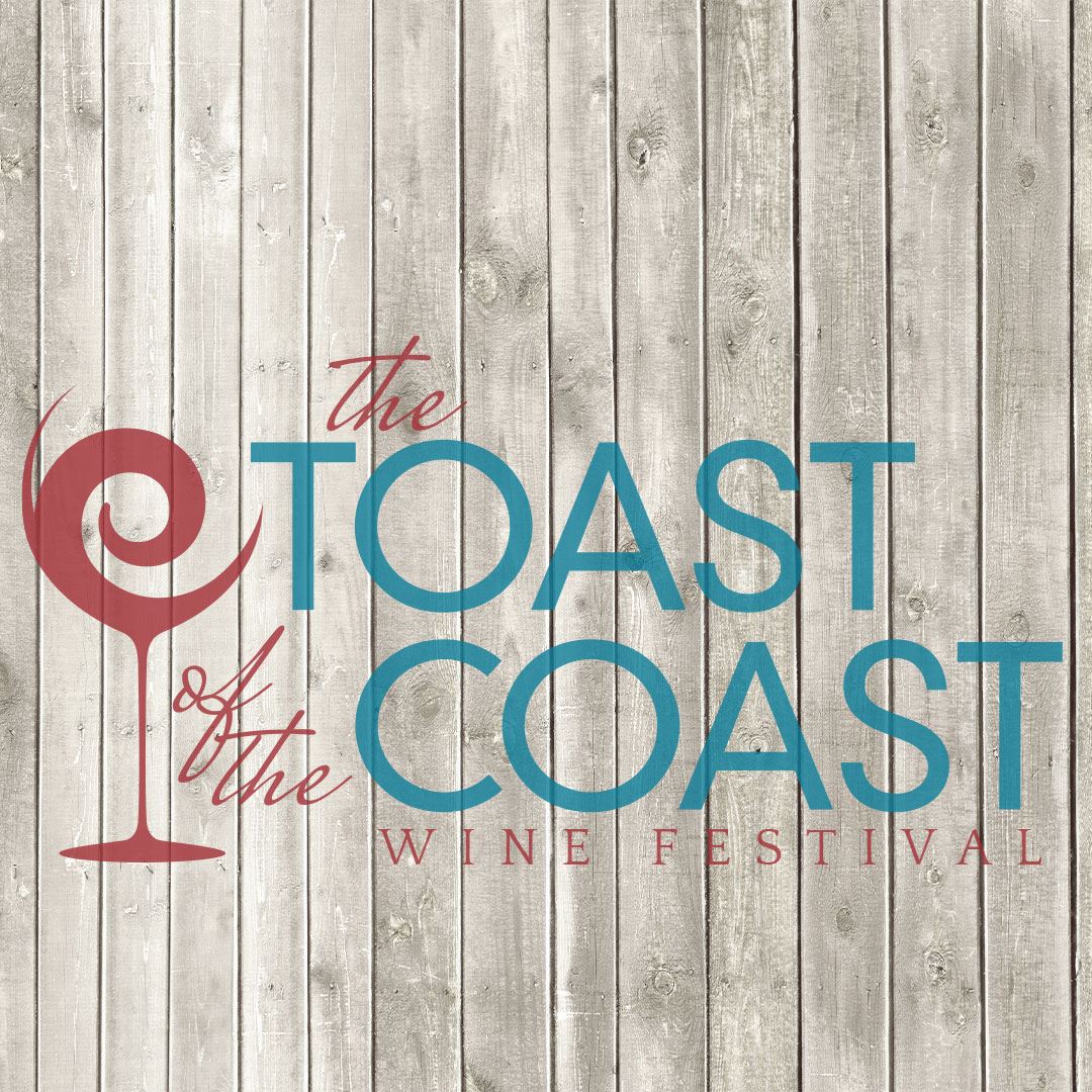 Toast of the Coast Wine Festival logo on wood background